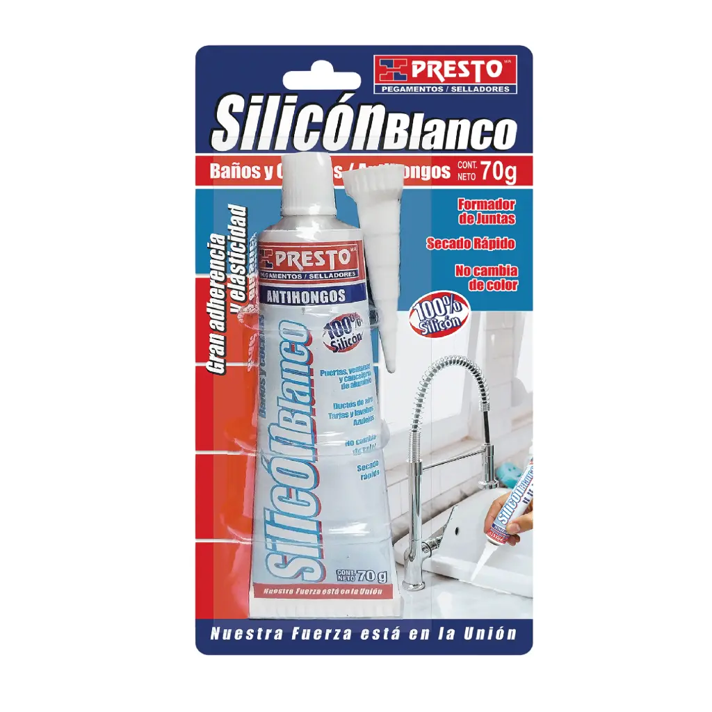 [PRE-4407] SILICON BLANCO PRESTO 100% TUBO DE 70 GR