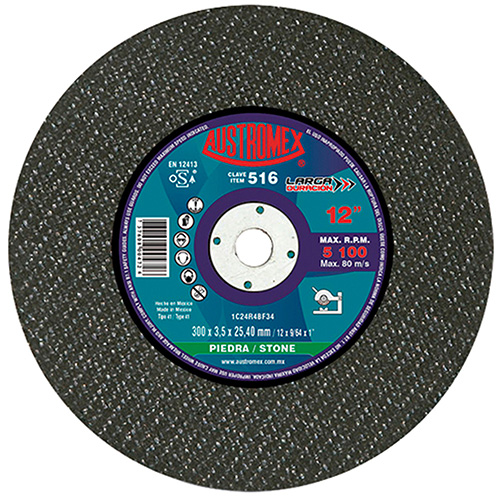 DISCO P/CORTE PIEDRA 12 X 9/64 X 1 (PLANO)