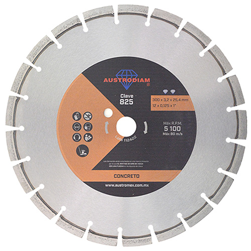 DISCO DE DIAMANTE P/CONCRETO UNIVERSAL 12 X 1/8 X 1 NARANJA PLATA