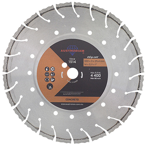 DISCO DE DIAMANTE 14 X 7/64 X 1 NARANJA (CHIP CUT) P/CONCRETO UNIVERSAL