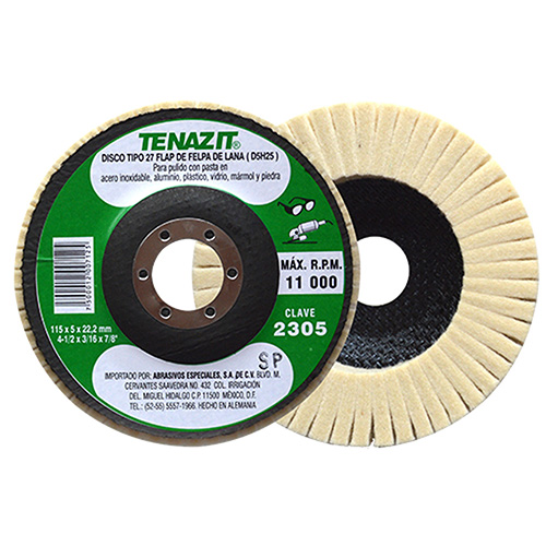 [AUS-2305] DISCO T27 FLAP DE FELPA 4 1/2 X 3/16 X 7/8 P/PULIDO