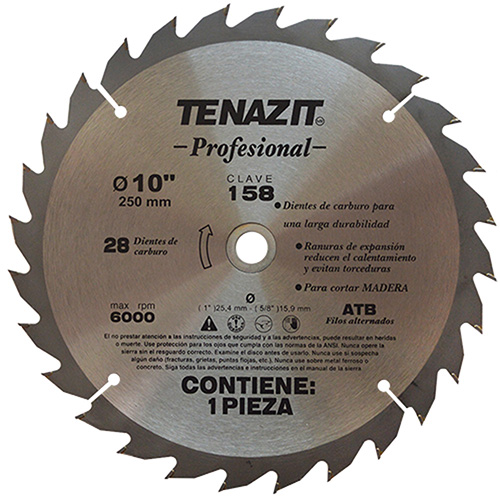 [AUS-158] DISCO METALICO 10 X 1 5/8 (28 DIENTES) P/CORTAR MADERA