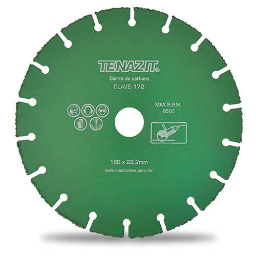 DISCO 7 X 5/8 P/CORTE DE MADERA, CLAVOS, MDF, AGLOMERADO, FIBRA DE VIDRIO Y TUNERIA DE COBRE P/ESMERIL