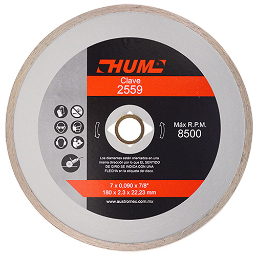 DISCO DE DIAMANTE P/USO GENERAL RIN CONT. 7 X 0.090 X 7/8 LINEA HUM