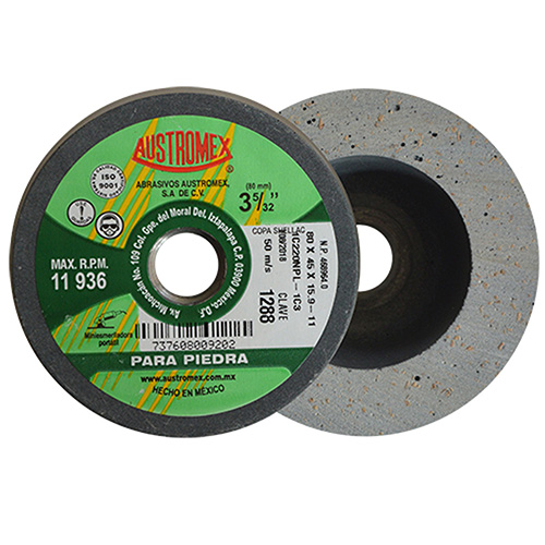 PIEDRA COPA SHELLAC 3 5/32 X 1-3/4 X 5/8-11(BD) GRANO 3 GRIS