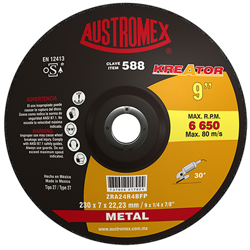 DISCO P/DESBASTE METAL 9 X 1/4 X 7/8 MOD. KREATOR (SUBST. A 383, 779)