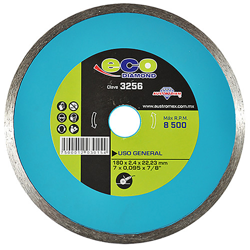 DISCO DE DIAMANTE P/USO GENERAL 7 X 0.095 X 7/8 RIN CONTINUO ECODIAMOND