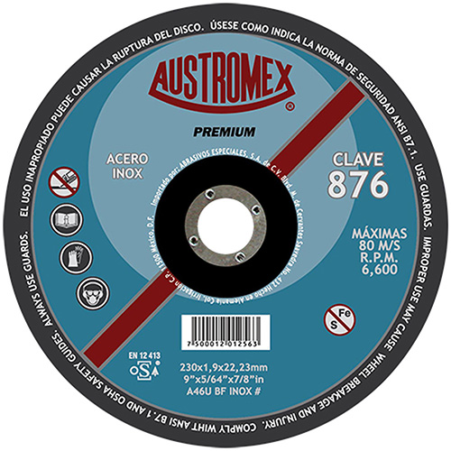 DISCO P/CORTE METAL SUPERDELGADO 9 X 5/64 X 7/8 (CUBO) AC. INOX.