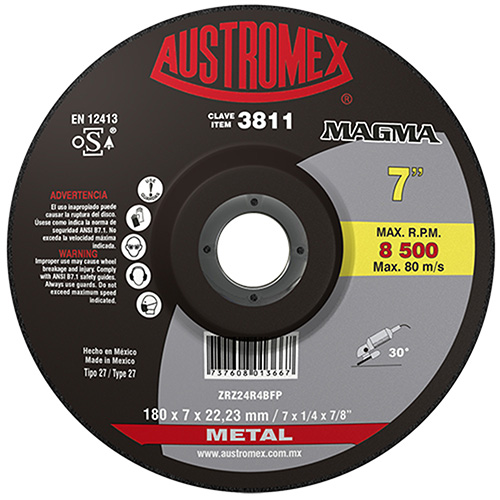DISCO P/DESBASTE METAL 7 X 1/4 X 7/8 381 PLUS