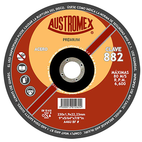 DISCO P/CORTE METAL SUPERDELGADO 9 X 5/64 X 7/8 (CUBO) INDUSTRIAL AC. CARBON EAS