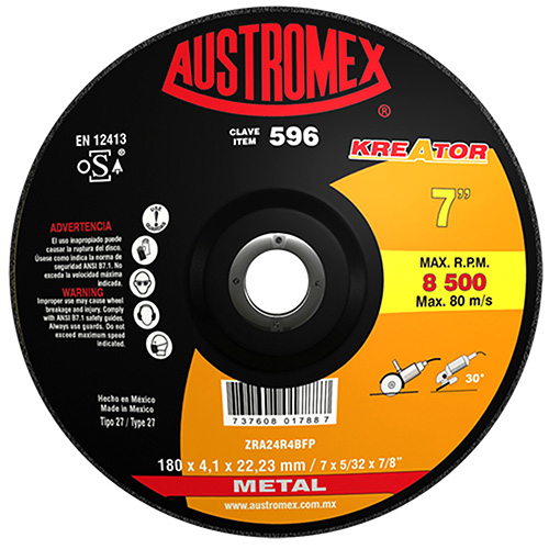 [AUS-596] DISCO P/CORTE Y DESBASTE DE METAL 7 X 5/32 X 7/8 MOD. KREATOR (SUBST. A 380)