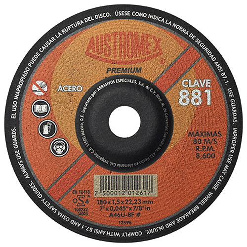 DISCO P/CORTE METAL SUPERDELGADO 7 X 0.045 X 7/8 (CUBO) INDUSTRIAL AC. CARBON EA