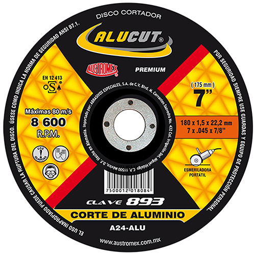 DISCO P/CORTE SUPERDELG. 7 X 1/16 X 7/8 P/ALUMINIO A24P-ALU