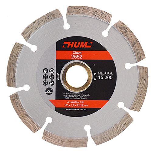 DISCO DE DIAMANTE P/USO GENERAL DENTADO 4 X 0.070 X 7/8 LINEA HUM