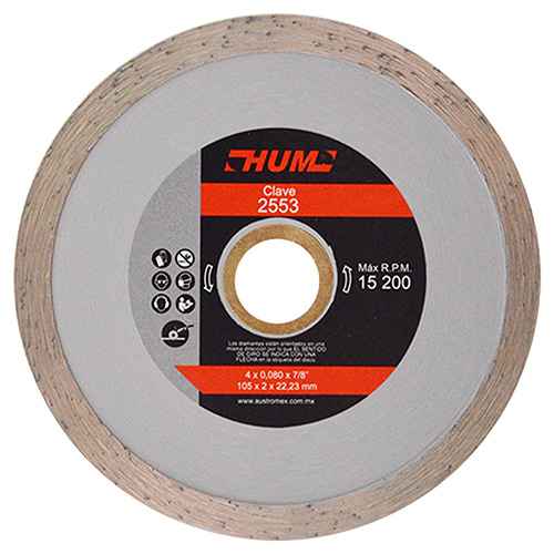 DISCO DE DIAMANTE P/USO GENERAL RIN CONT. 4 X 0.080 X 7/8 LINEA HUM
