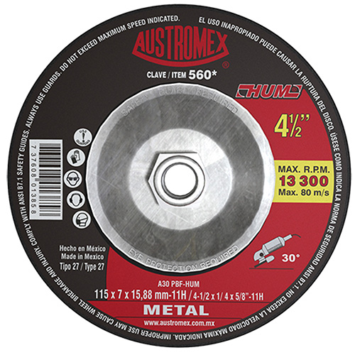 DISCO P/DESBASTE METAL 41/2X1/4X7/8 (CUBO) LINEA HUM