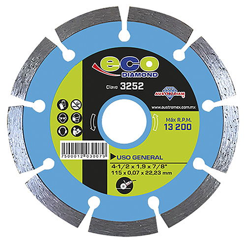 DISCO DE DIAMANTE P/USO GENERAL 4 1/2 X 0.075 X 7/8 DENTADO ECODIAMOND