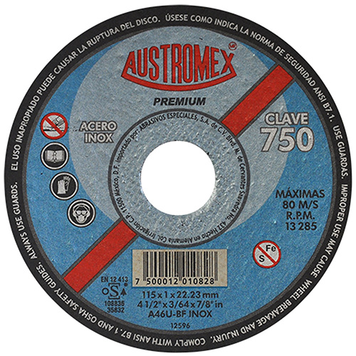 DISCO P/CORTE METAL SUPERDELGADO 4 1/2 X 3/64 X 7/8 AC. INOX. PREMIUM