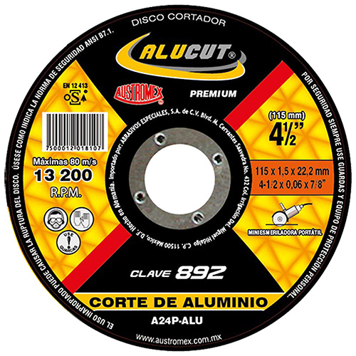 DISCO P/CORTE SUPERDELG. 4 1/2 X 1/16 X 7/8 P/ALUMINIO A24P-ALU