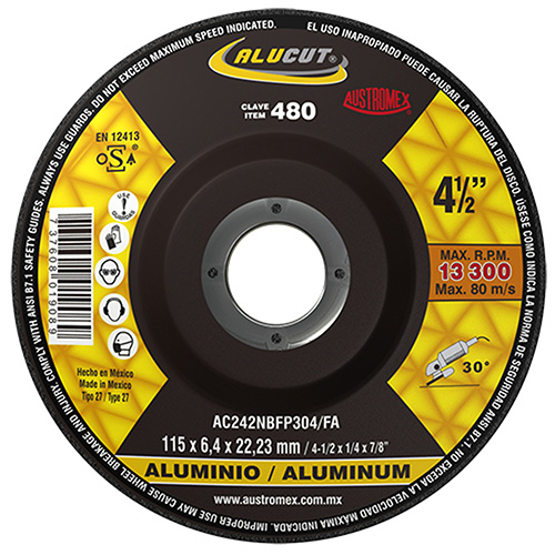 DISCO P/DESBASTE ALUMINIO 4 1/2 X 1/4 X 7/8 ALUCUT (SUBST. A 586ESP)