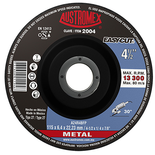 DISCO P/DESBASTE METAL 4 1/2 X 1/4 X 7/8