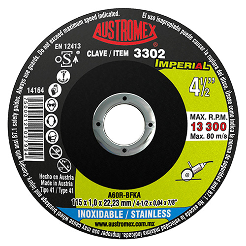 DISCO P/CORTE METAL SUPERDELGADO 4 1/2 X 1mm X 7/8 ACERO INOX. LINEA IMPERIAL