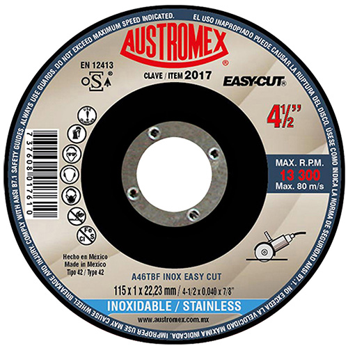 DISCO P/CORTE METAL SUPERDELGADO 4 1/2 X 3/64 X 7/8(CUBO) AC. INOX.
