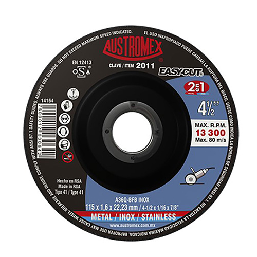 DISCO P/CORTE METAL DELGADO 4 1/2 X 1/16 X 7/8 EASY CUT LINEA 2EN1 INOX. /AC. CA
