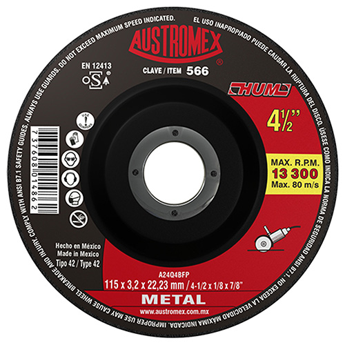 DISCO P/CORTE METAL 4 1/2 X 1/8 X 7/8 LINEA HUM ROJO MUY BAJO PRECIO