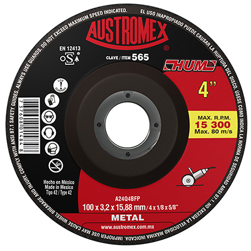 DISCO P/CORTE METAL 4 X 1/8 X 5/8 LINEA HUM ROJO MUY BAJO PRECIO