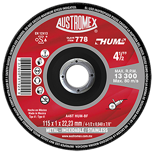 DISCO P/CORTE SUPERDELG. 4 1/2 X 0.040 X 7/8 AC. AL CARBON TIPO HUM (SUPER PERFORMANCE)