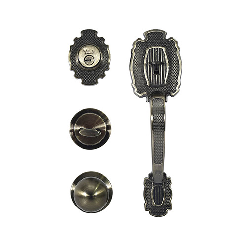 CERRADURA P/PUERTA PRINCIPAL (87559) RIVERA LATON ANTIGUO LLAVE-MARIPOSA (YAL-EUS5RIV)