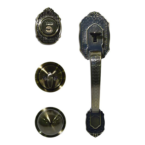 CERRADURA P/PUERTA PRINCIPAL (80882) VERONA LATON ANTIGUO LLAVE-MARIPOSA (YAL-EUS5VER)