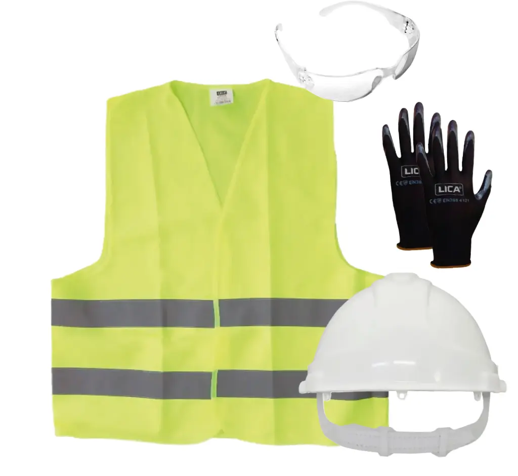 [LIC-KITSEGURIDAD] KIT DE SEGURIDAD LICA INCLUYE CASCO, CHALECO, LENTES Y GUANTES