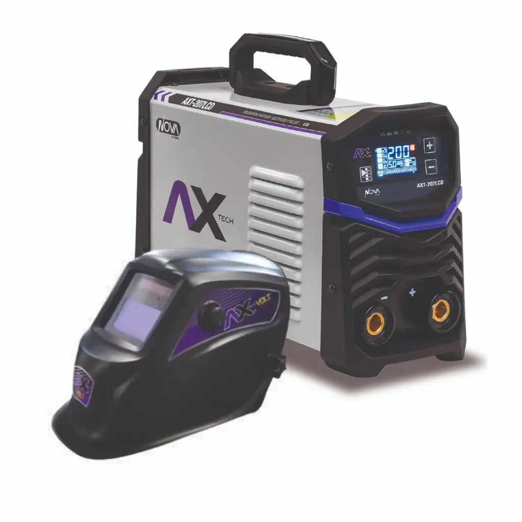 [AXT-207LCD-S1] SOLDADORA INVERSOR ELECTRODO Y TIG LIFT 200A BI VOLTAJE PANTALLA LCD + CARETA CE1004 