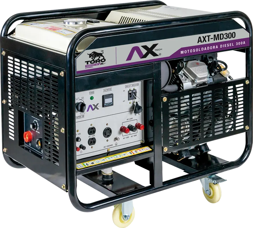 [AXT-MD300] MOTOSOLDADORA A DIESEL 50-250A  120/240V 20HP ENCENDIDO ELECTRICO Y LLANTAS