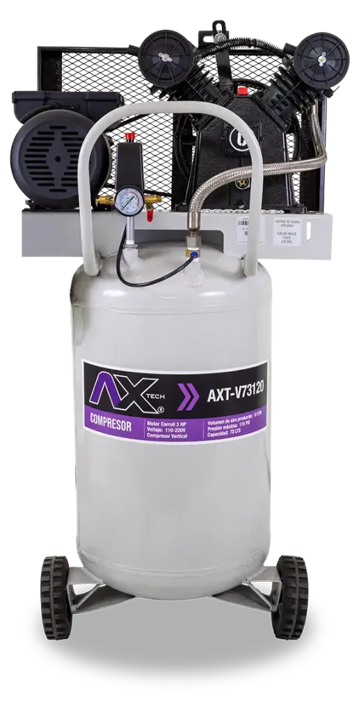 [AXT-V73120] COMPRESOR VERTICAL 72Lts CABEZAL 2 PISTONES EN V MOTOR CARROLL 3HP, 110-220V, 12CFM, 115PSI