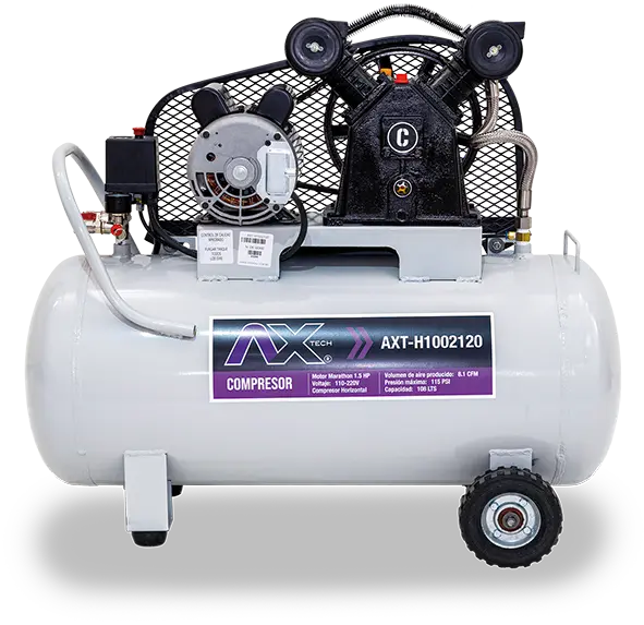 [AXT-H1002120] COMPRESOR HORIZONTAL 108Lts CABEZAL 2 PISTONES EN V MOTOR MARATHON 1.5HP, 110-220V, 8.1CFM, 115PSI