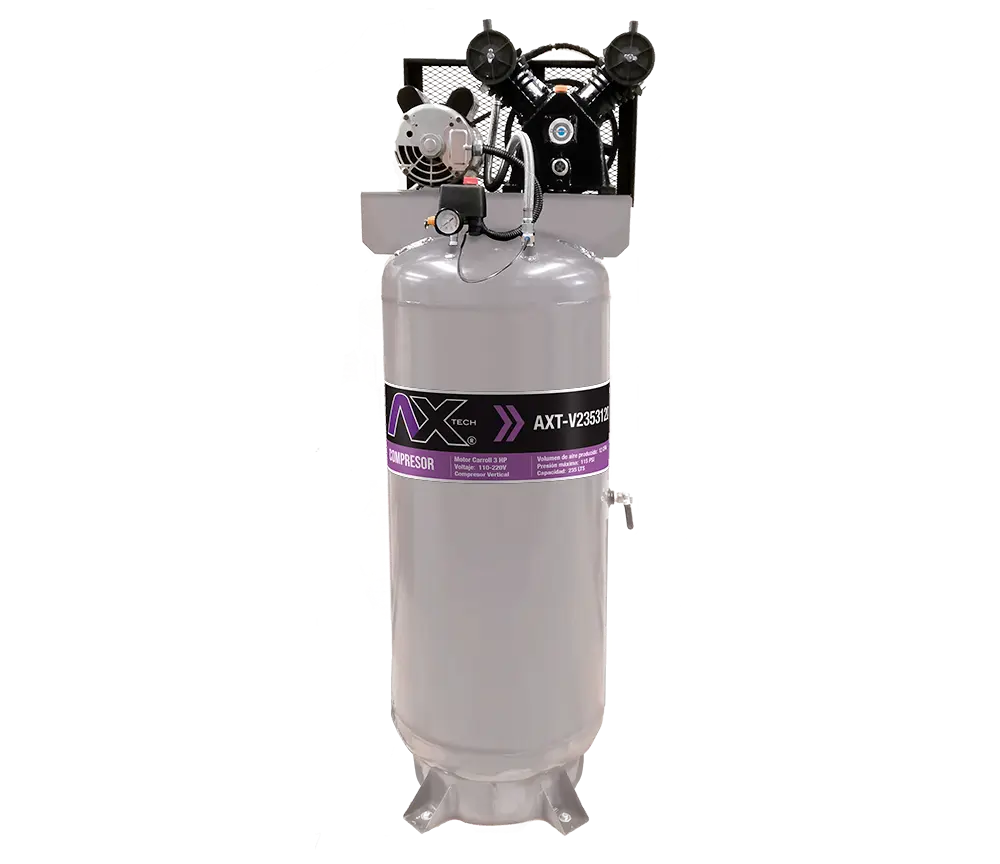 [AXT-V2353120] COMPRESOR VERTICAL 235Lts CABEZAL 2 PISTONES EN V MOTOR CARROLL 3HP, 110-220V, 12CFM, 115PSI
