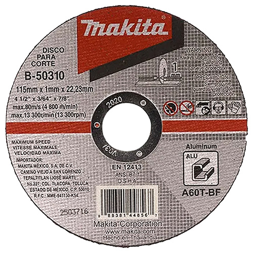 DISCO P/CORTE ALUMINIO (NUEVO) 4 1/2 X 1.1mm X 7/8 (MAA-B50310)