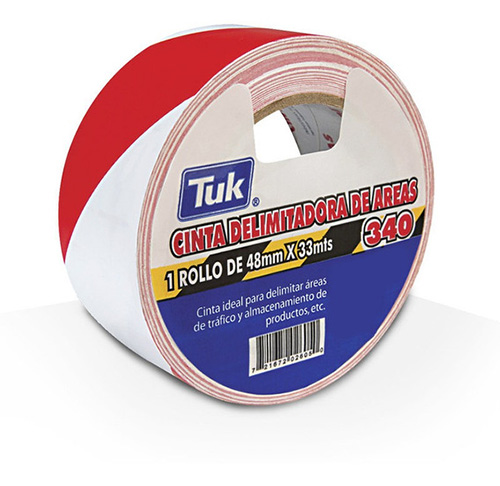 CINTA DELIMITADORA DE AREAS BLANCO/ROJO 2 X 33m