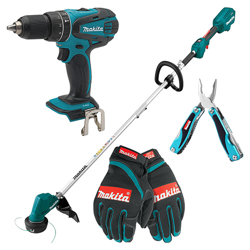 COMBO DESBROZADORA INALAM.18 V + ROTOM./DESATORN./TALADRO 18 V + NAVAJA + GUANTE