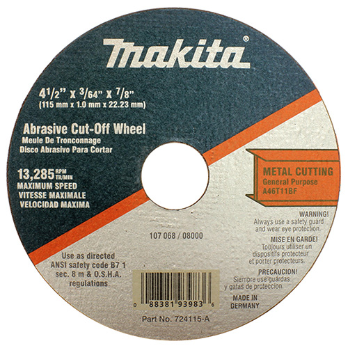 DISCO P/CORTE ACERO INOXIDABLE 4 1/2 (PLANO) (MAA-724115A)