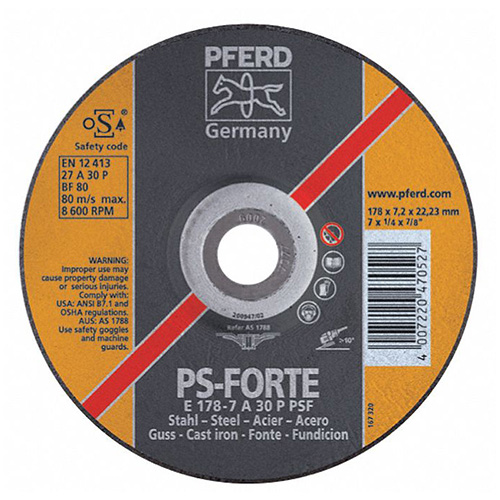 DISCO P/DESBASTE METAL 7 X 1/4 X 7/8 LINEA PS-FORTE