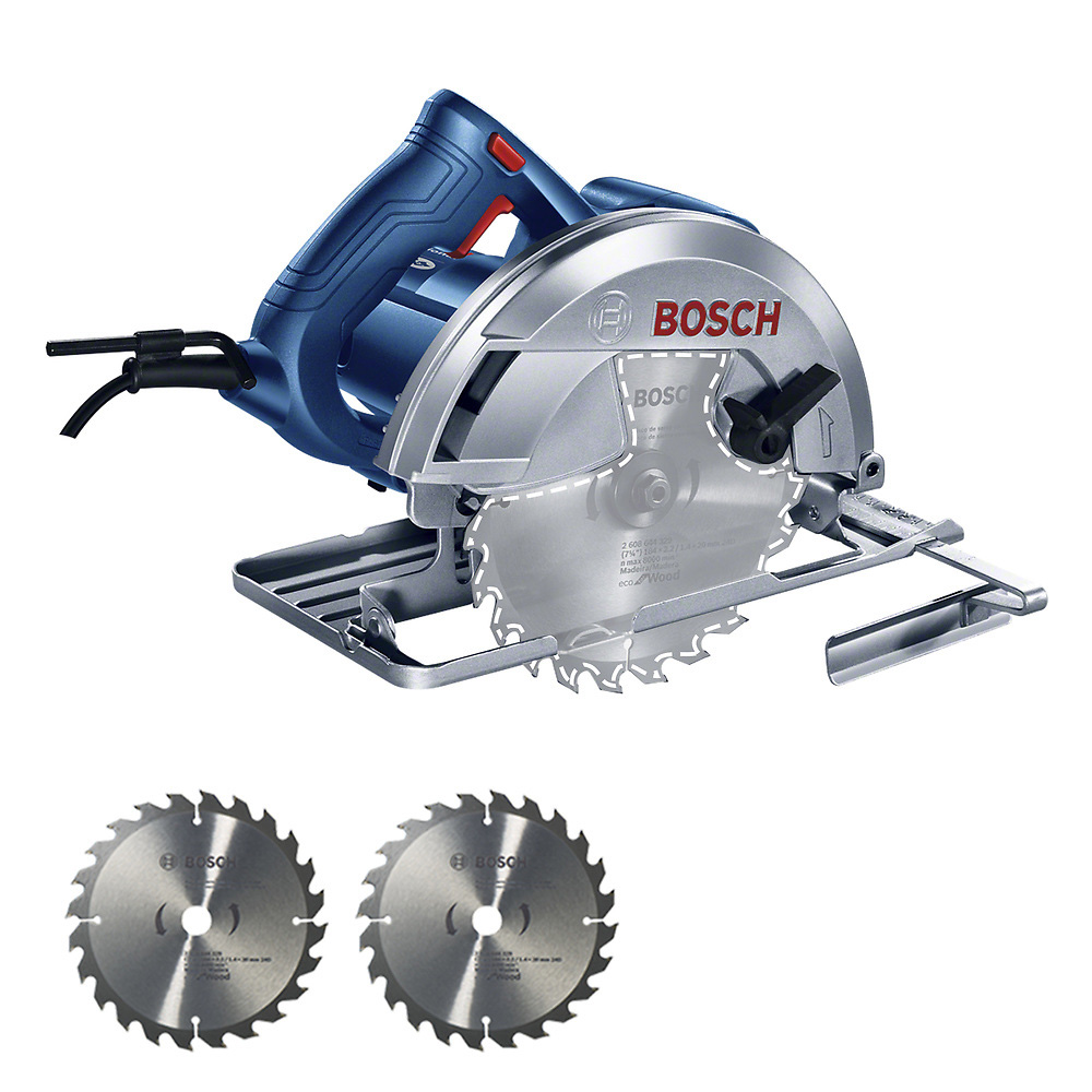SIERRA CIRCULAR 7 1/4 1,500 W 6,600 RPM C/2 DISCOS METALICOS BOSCH (BOI-16B3-0G1)