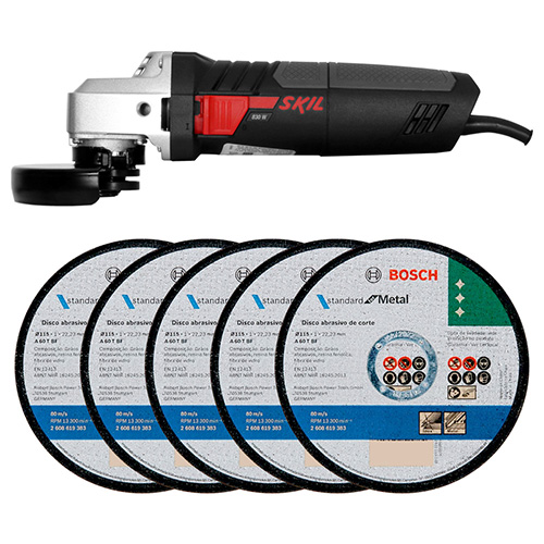 [SKP-9004AK+C01] COMBO MINIESMERILADORA 4 1/2 830 W + 5 DISCOS 4 1/2 x 1.0 mm