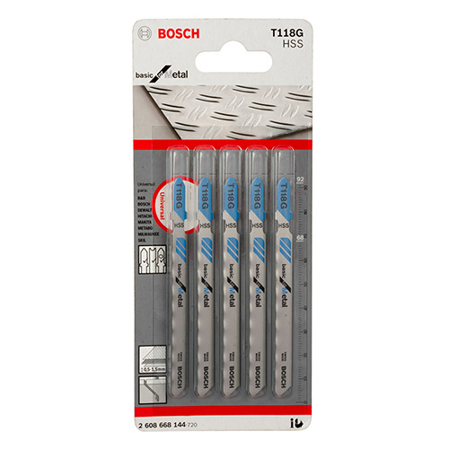 PAQUETE DE 5 SEGUETAS P/CALADORA METAL DELGADO BOSCH (BOA-T118G)