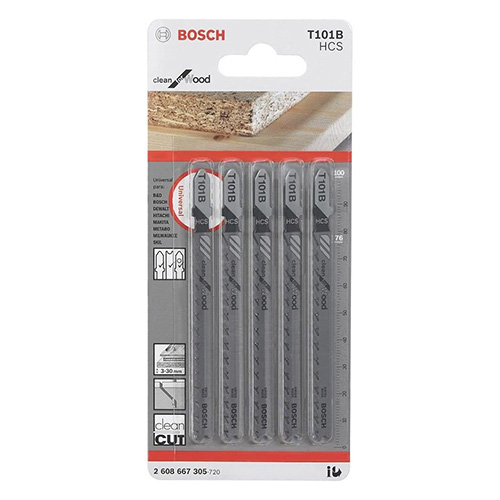 PAQUETE DE 5 SEGUETAS P/CALADORA MADERA CORTES LIMPIO BOSCH (BOA-T101B)