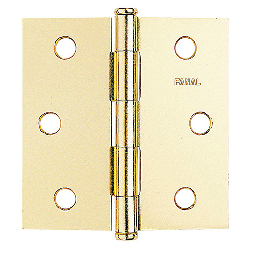 [FNL-53L300] BISAGRA CUADRADA LATONADA C/TORNILLOS, PERNO SUELTO CABEZAS PLANAS 3 X 3 (PAQ. 10 PZAS.)