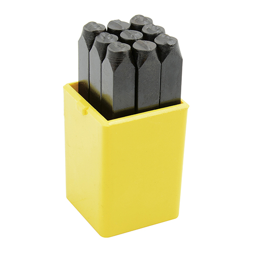 JUEGO DE NUMEROS DE GOLPE DE 5mm (3/16) EN ORGANIZADOR PLASTICO